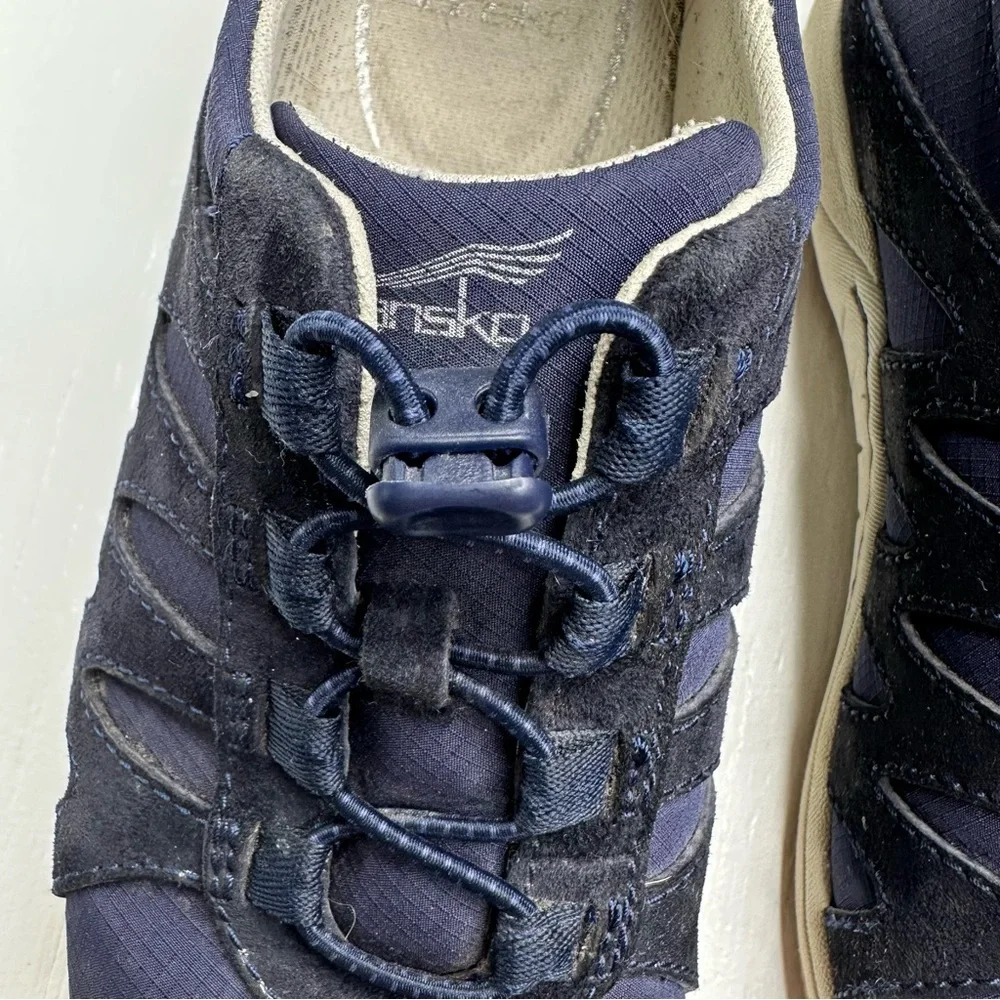 Dansko Womens Harlie Sneakers Womens Size 37 6.5/7 Navy Blue Suede Leather Shoes